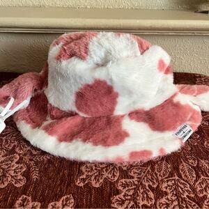 Cow Print Bucket Hat Strawberry Pink Cow Color Super Soft Cow Ears Cow Tag